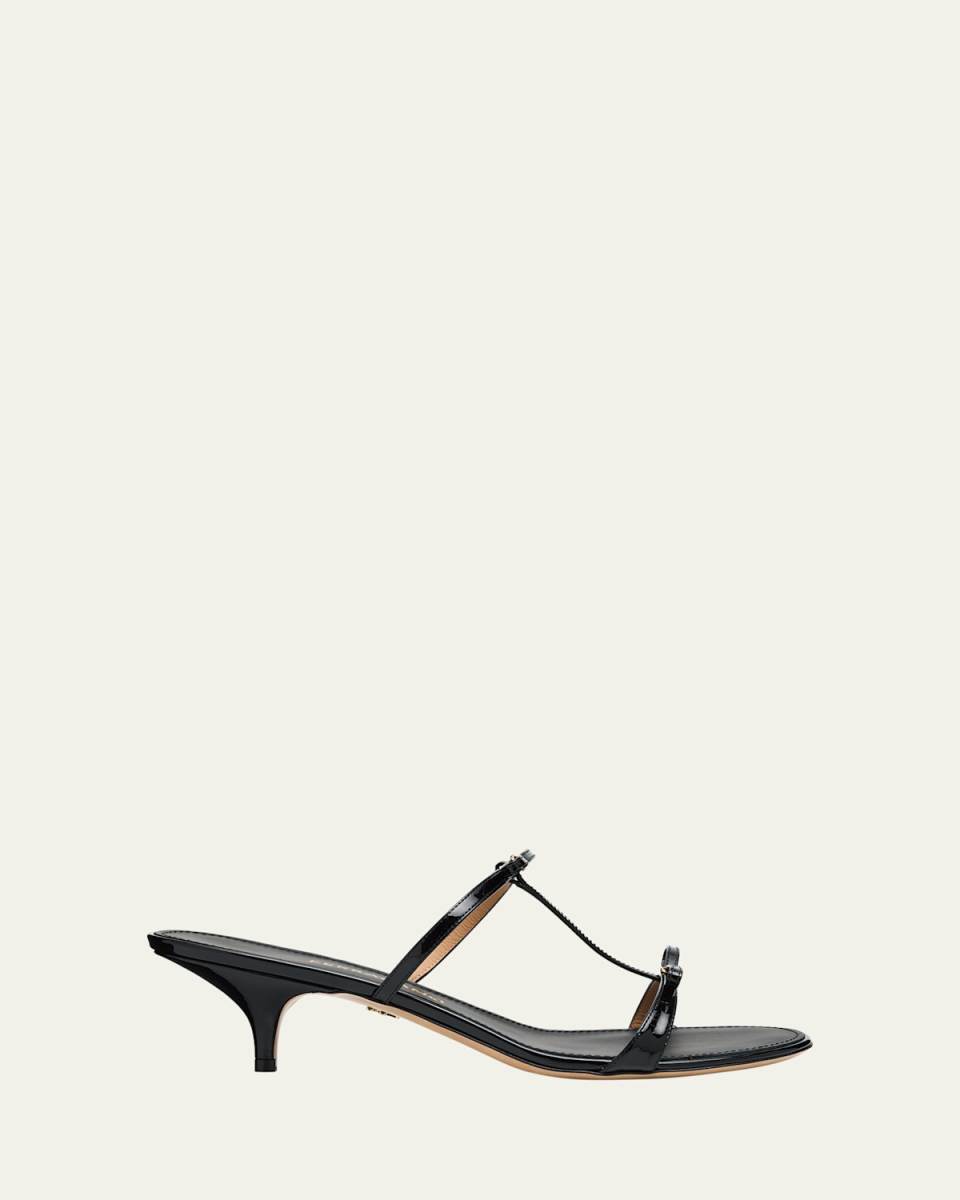 Abili Leather Kitten-Heel Sandals